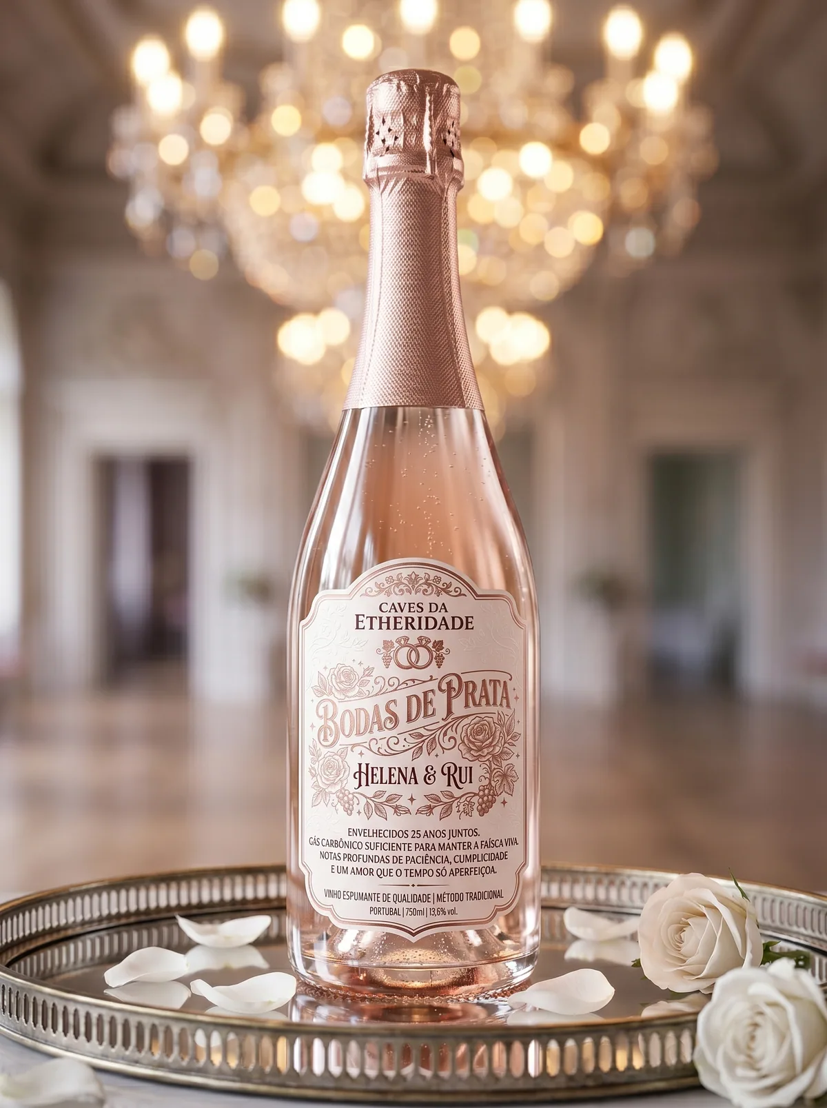 Espumante Rosé Personalizado Sommeliart — Bodas de Prata — rótulo Sommeliart